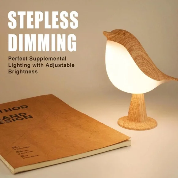 Make offer! Cordless Dimmable Magpie Bird Table Lamp Wooden design -NEW in box - Picture 5 of 9